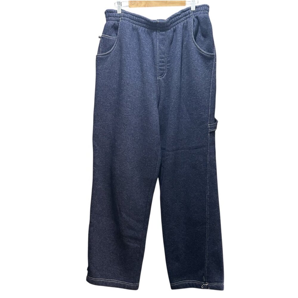 Vibes Sport Blue XXL Sweatpants Thick Heavy Fleece Cyber Street Skate Wide Leg